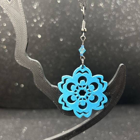 Blue Floral Earrings - Picture 4 of 4